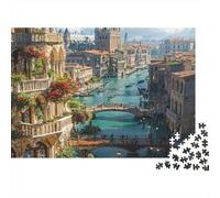 Vue des canaux de Venise, Vue du Pont de Venise, Puzzles de 1000 pièces en Carton 100% recyclé pour Adultes, Jeux éducatifs Classiques et Uniques, 52 x 38 cm / 1000 pièces