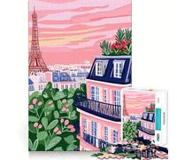 Vue des toits de Paris avec la Tour Eiffel Puzzle de 1000 pièces pour Adolescents Jeu de logique Solide Amusement partagé Bords Nets Joli Cadeau (50x75cm)