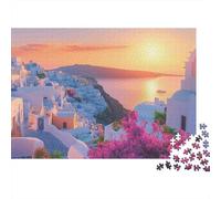 Vue d'île Magnifique Puzzle en Papier 1000 pièces pour Adultes Papier recyclé épais Relaxation Décoration Murale Paysage Coucher du Soleil Jeu éducatif Cadeau 38x26cm/1000pcs