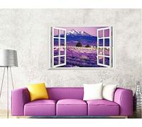 Vue du champ de lavande Chaîne de montagnes Hautes montagnes Un beau paysage garçons filles enfants Amovible Stickers muraux Decal Décoration pour la maison des enfants