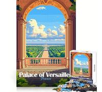 Vue du château de Versailles Puzzle de 1000 pièces pour Adultes Jeu de réflexion Découpe précise Pièce d'art de qualité (38x52cm)