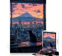 Vue du Mont Fuji par Un Chat Puzzle de 1000 pièces pour Adultes,Exercice Mental,soulagement du Stress,Cadeau mémorable et Amusant (38x52cm)