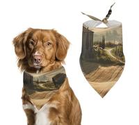 Vue du paysage typique de la Toscane Bandana pour chien Triangle Écharpe pour chien en polyester lavable Bavoirs pour chien mignon bandana pour chiens de taille moyenne et grande taille chiots et