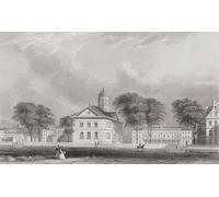 Vue extérieure de l'Université Harvard Cambridge Massachusetts États-Unis d'Amérique. Après une gravure du XIXe siècle par James Archer à partir d'une œuvre d'Alexander Davis. Cette université de