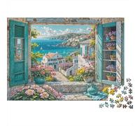 Vue Méditerranée Puzzle 1000 Pièces Adulte en Carton Recyclé, Jeu De Puzzle À Assembler Soi-même défi Entre Amis pour Un Moment De Complicité, Étoile du Cadeau De Noël 70x50cm/1000pcs