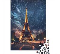 Vue Nocturne de ParisPuzzles 1000 Pièces pour Adultes, Jeux ÉduChatifsTraînées d'étoiles sur la Tour Eiffel