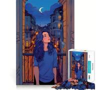 Vue Nocturne Depuis Un Balcon Puzzle de 1000 pièces pour Adolescents Jeu de logique et de détente Découpe précise (50x75cm)