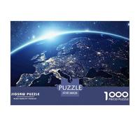 Vue Nocturne Europe Puzzle 1000 Pièces Papier Puzzle pour Adultes Terre Depuis l Espace Relax Famille 38x26cm/1000pcs