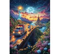 Vue nocturne fantastique du camion Liberty 500 Pièces Puzzle Créatif En Carton Anti-Déchirure Animal mignon de conte de fées Difficulté Moyenne Activité Manuelle Loisir Créatif Cadeau Fête Des Mères P