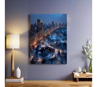 Vue Nocturne Impression sur Toile Architecture de la ville de New York Peinture Art Mural Affiches 40 x 30 cm Tableaux Decoratifs Muraux Décor Chambre Tableau Salon Salle de Bain