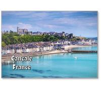 Vue panoramique de Cancale, Situé sur la côte de l'océan Atlantique sur la Baie du Mont Saint Michel, en Bretagne de l'Ouest de la France, Design 3, Aimant de Réfrigérateur