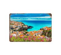 Vue panoramique sur l'île de Madère,Décoration murale - Plaque en métal pour bar, pub, club, grotte-15 x 30 cm （6 x12 inch）H78