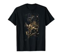 Vue Satellite de Nuit de la Terre Depuis l'espace - Europe de l'Ouest T-Shirt Graphique avec Valeur