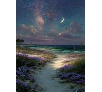 Vue Sur La Mer Diamond Painting, 5D Diamond Painting Adulte Ciel éToilé, DIY Activité Manuelle Adulte, 5D Diamant Point de Croix, Peinture Diamant Enfant Kits, Decoration Maison Cadeau, 50x70cm J-7301