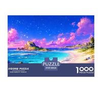Vue sur la mer Puzzle 1000 Pièces Soleil et Plage de Sable - Challenge Zen, Carte Géographique À Assembler, Poster Inclus, Cadeau Éducatif, 38x26cm/1000pcs