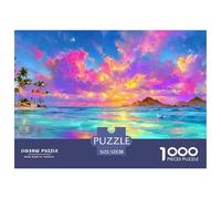 Vue sur la mer Puzzle 1000 Pièces Soleil et Plage de Sable - Puzzle Cozy Soir D’Hiver, Carton Premium, Challenge en Duo, Poster pour Déco, 52x38cm/1000pcs