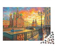 Vue sur la rivière au Coucher du Soleil, Panorama Urbain coloré, Puzzle de 1000 pièces pour Adultes, activité Amusante pour Les Jours de Pluie, Anniversaire, 52 x 38 cm
