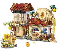 Vue sur la rue du Japon Usine de miel Mini blocs de construction, MOC Creative STEM Jouets japonais friends filles 6-12 Ensemble de modèles, 1242 PCS Blocs de serrage Maison Jouet Cadeau (Non