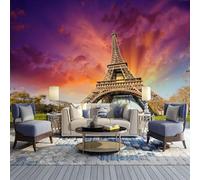 Vue Sur La Tour Eiffel De Paris 300(W)X210(H)Cm 3D Wall Murals Bedroom Large Wallpapers Living Room Peel And Stick Photos Auto-Adhésives Salle À Manger Décor À La Maison Affiches Murales De Bu-6919239