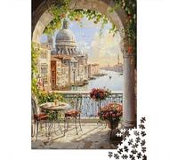 Vue sur Le Canal de Venise 1000 Pièce Stock De Cartes Premium Puzzle Premium pour Enfants Débutants Jeu Éducatif Cadeaux 38x26cm/1000pcs