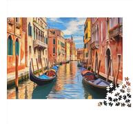 Vue sur Le Canal de Venise Puzzle 1000 Pièces Cadeau Unique Water Town Défi Jouet À De Qualité Supérieure Peinture Art pour Adultes Et Enfants 1000pcs (75x50cm)