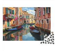 Vue sur Le Canal de Venise Puzzle 1000 Pièces Cadeau Unique Water Town Défi Jouet À De Qualité Supérieure Peinture Art pour Adultes Et Enfants 1000pcs (75x50cm)