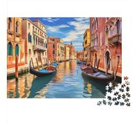Vue sur le canal de Venise Puzzle 1000 Pièces Educa Jouet En Bois Jeu D'Intelligence Décoration Intérieure Water Town Jeu Éducatif Challenge Toy Adultes Et Enfants À Partir De 14 Ans 1000pcs (75x50cm)