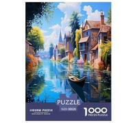 Vue sur Le Canal de Venise Puzzles 1000 Pieces Cadeau Unique Jeu Éduchatif Défi Jouet À De Qualité Supérieure Peinture Art pour Adultes Et Enfants 38x26cm/1000pcs