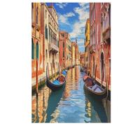 Vue sur Le Canal de Venise Puzzles en Bois 1000 Pièces pour Adultes, Matériaux Recyclables De Qualité Supérieure Puzzle, Jeu en Famille, （78×53cm）