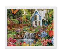 Vue Sur Le Jardin Diamond Painting Adultes Enfant, 5D DIY Peinture Diamant Kit Complet, Peinture Diamant Artisanat Strass Point de Croix Painting pour Adultes, Décor Intérieur, Cadeaux 35x55 cm s-492
