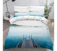 Vue sur Le Lac Housse de Couette 160x200 Parures de Lit 1 Personne Imprimé 3D Microfibre Douce Paysages Naturels Housses Couette avec 2 Taies d'oreiller et Fermeture Éclair h.4623