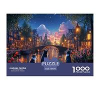 Vue sur Les canaux d'Amsterdam pour Adultes Puzzles 1000 Pièces Voie navigable Jeux Éducatifs Décoration Intérieure Jeu De Défi Familial Cadeaux d'anniversaire pour Noël Relaxation Et Sagesse