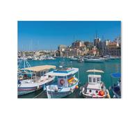 Vue sur l'Héraklion Moderne encadrée par Les restes de l'ancienne muraille de la Ville，1000 Pièces De Puzzle pour Adultes, Jouet De Puzzle Éducatif pour Enfants（75x50cm）-Z11