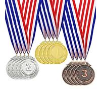 Vueinrg 12 Pièces Médailles Enfants, Médailles Or Argent Bronze Médailles de Prix Médailles de Prix Olympiques avec Rubans, Médailles Sport, Medaille de Compétitions de Jeux pour Trophée, Sports