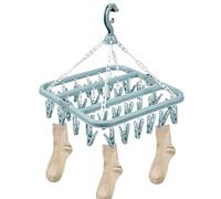 Vueinrg Etendoir Chaussette, Etendoir Linge avec 32 Pinces, Etendoir Linge Interieur Extérieur Suspendre pour sous-Vêtements, Chaussettes, Vêtements de Bébé, Serviettes (Bleu Clair)
