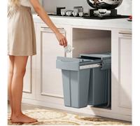 VUENOR Poubelle encastrable 30 L gris - coulissante 2 bacs sous évier