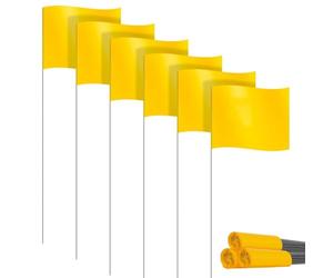 Vueqkueg Drapeaux de Marquage Jaune - Paquet 30 PVC Inscriptibles Jaune | Utilisation polyvalente: 30 drapeaux PVC inscriptibles, visibles à distance, parfaits pour délimiter zones et plantations