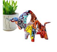 Vuggdt Statue d'animal colorée - Statues créatives en forme de taureau graffiti - Décoration de bureau pour salon, chambre à coucher, lieu de travail, bibliothèque