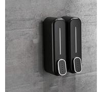 VUIKLCty Distributeur de Savon en Plastique Bouteille de Lotion Murale Noire Distributeur de Lotion Manuel Distributeur de Lotion à Pompe à Savon for Salle de Bain d'hôtel à Domicile(Black)