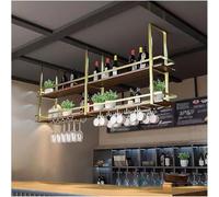 VUIKLCty Étagère à vin Murale Noire avec Support for Verres et étagère de Rangement. Wine Rack nizer