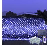 VUIKLCty Filet de Jardin Solaire 880 LED guirlandes Lumineuses d'extérieur, Filet Lumineux Solaire, lumières de buisson en Maille étoilée for Patio d'arrière-Cour(Bianco)