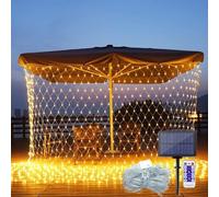 VUIKLCty Filet de Jardin Solaire 880 LED guirlandes Lumineuses d'extérieur, Filet Lumineux Solaire, lumières de buisson en Maille étoilée for Patio d'arrière-Cour(Warm White)