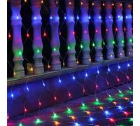 VUIKLCty Filet Lumineux LED en Maille de Jardin, Guirlande Lumineuse féerique, à énergie Solaire, étanche, avec 8 Modes et minuterie, Rideau Lumineux(Color)