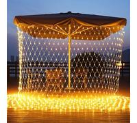 VUIKLCty Filet Lumineux Solaire, Guirlande Lumineuse LED étanche, 8 Modes, Rideau Lumineux, lumières en Maille(Warm White)