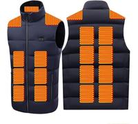 VUIKLCty Gilet Chauffant Thermique 15 Zones réglables, électrique, USB, Unisexe, for l'hiver et l'extérieur (sans Batterie)(Bleu,5XL(90-97.5kg))
