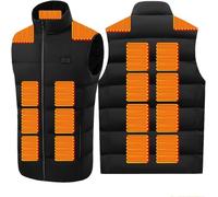 VUIKLCty Gilet Chauffant Thermique 15 Zones réglables, électrique, USB, Unisexe, for l'hiver et l'extérieur (sans Batterie)(Noir,XL(62.5-67.5kg))