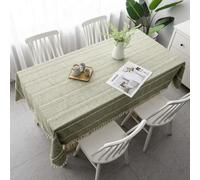 VUIKLCty Nappe Verte Creuse brodée Jacquard rayée, Nappe rectangulaire en Coton et Lin, Couverture de Table à Manger, décor(140 * 200cm)