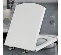 VUIKLCty Plastique résistant Abattant WC carré Blanc à Fermeture Lente, adapté aux salles de Bain, Dimensions 39,5-46,5 × 34,5 cm Facile à Nettoyer
