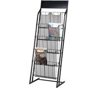 VUIKLCty Porte-revues sur Pied en Maille métallique, Porte-revues, Porte-journaux, présentoirs for brochures de Bureau(Black)