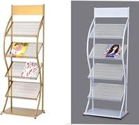 VUIKLCty Porte-revues sur Pied, Porte-revues en Maille métallique, Porte-revues, présentoirs for brochures de Bureau(Bianco)